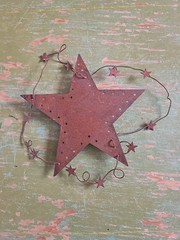 PRIMITIVE Metal FOLK BARN STAR with CUT OUT Stars NEW 5″ 2-D Hanging ORNAMENT