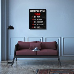 Motivational Think Before You Speak Classroom Positive Quotes Canvas Wall Art