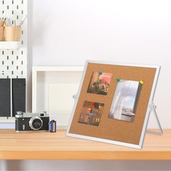 2 PCS 9.8×9.8 Inch Double Sided Desktop Cork Bulletin Board Aluminum Border
