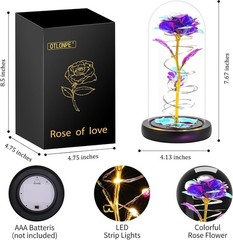 Preserved Artificial Rose Flower Lamp, Forever Women Gifts for Birthday Chris…