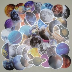 50 Pack Transparent Planet Space Stickers Solar System Clear Decals Waterproof