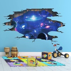Cosmic 3D Wall Murals – Waterproof Removable Galaxy Decals for Kids’ Rooms