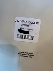 NEW Anthropologie Ceramic Ivory & Gray Oval Tray Decorative Hang Food 17″x9″.25
