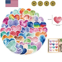 50pcs Love Heart Stickers for Teens Adults Kids Vinyl Waterproof Colorful Hea…