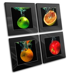Fruit Apple Splash Food Kitchen CANVAS WALL ART Picture Print VA