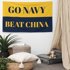 Large Go Navy Beat China Flag Banner (Go Navy Beat Army Parody Flag) [1-Sided]