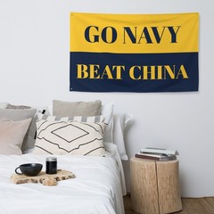 Large Go Navy Beat China Flag Banner (Go Navy Beat Army Parody Flag) [1-Sided]