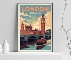 United Kingdom London Vintage Travel Poster Print, Museum Quality Giclée Art