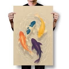 Japanese Koi Fish Prints Colorful Asian Swimming Carp Pond – POSTER 20″x30″