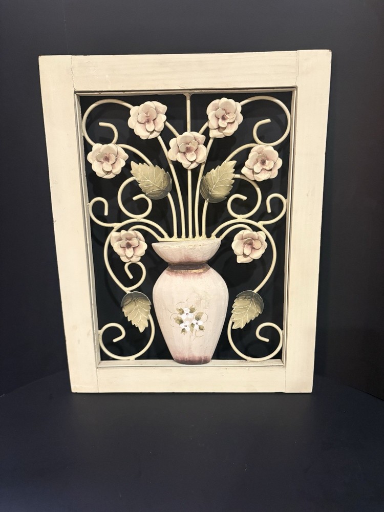 3D Pretty Decorative Wall Art 17 1/3 X 13 1/2. Vase With Floral Theme, 3D