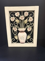 3D Pretty Decorative Wall Art 17 1/3 X 13 1/2. Vase With Floral Theme, 3D