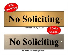 2″ x 8″ Laser Engraved «No Soliciting» Plastic Door / Wall Sign