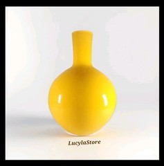 Crate & Barrel Lula Collection Bud Vase Yellow Poland Elegant Crystal 8.5 In