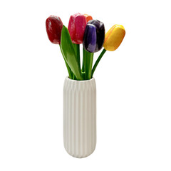 Wooden Dutch Tulips, Colorful Floral Tulip Wood Decor, Aprox. 13” L