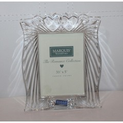 Marquis by Waterford 3.5×5 lead crystal photo frame romance double heart 107826
