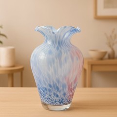 Crystal Clear Murano Style Glass Vase 1lb 6.8 oz H9xW4xL4 Italian Crafted