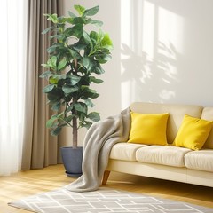 Fiddle Leaf Fig Tree Artificial Tall Faux Fiddle Leaf Fig Tree with Plant Pot