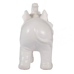 9 inch Home Decorative Trumpeting Elephant Accent Figurine White Dolomite Small