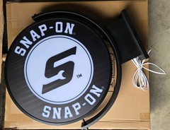Snap On Tools Double Sided Sign LED Rotates Garage Man Cave Work Shop 20″ Black!