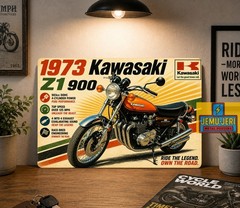1973 Kawasaki Z1 Motorcycle Metal Poster 30x20cm Sign