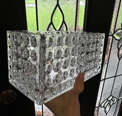STUNNING Bubble Design Modern Clear Glass Rectangle Storage Vase planter Decor