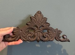 Vintage Heavy Cast Iron Pediment Over Door, Window, Topper etc. 11.75″ x 5.25″