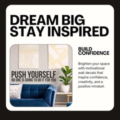 My Vinyl Story – Push Yourself – Motivational Wall Art Gym Wall Decor Decal Q…