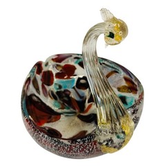 Murano Style Art Glass Swan Heart Bowl Gold Aventurine Confetti Vtg Dish Luxury