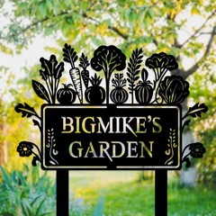 Personalized Vegetable Garden Sign, Custom Metal Yard Stake, Gardening Gift