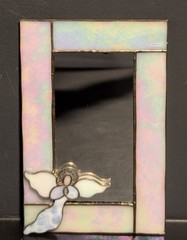 Hanging Stained Glass Rectangular Mirror w/ Angel – 7″x4.5″