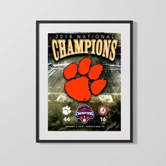 Clemson Autograph Print – 2018 National Champions Scorecard – Orange Crush