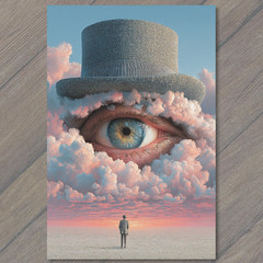 Art Print Surreal Cloud Eye Top Hat Lone Figure Horizon
