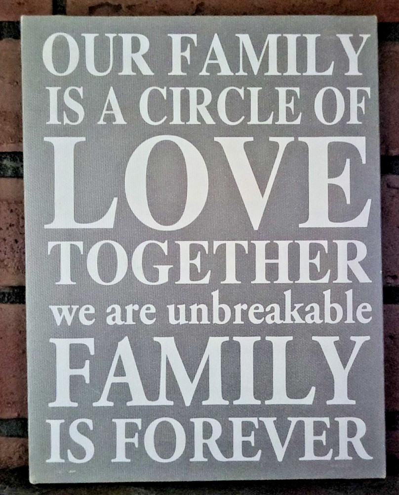 Family Quote Wall Art 8.5 x 7 in Gray with White Letters Canvas Print