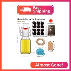 12 Pcs 4 oz Swing Top Glass Bottles,Flip Top Glass bottles with airtight Caps fo