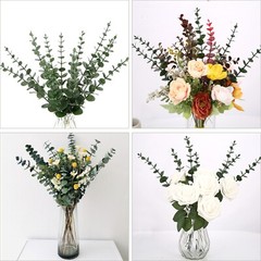 EZFLOWERY 12 Pcs Artificial Eucalyptus Leaves Stems Real Touch Green Leaf