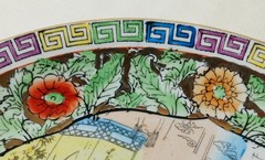 Vintage 10″ GEISHA Floral Plate Zhongguo Zhi Zao Porcelain Hand-painted China