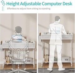 Portable Rolling Computer Desk – 40″ Adjustable Mobile Standing Desk with 3 Draw