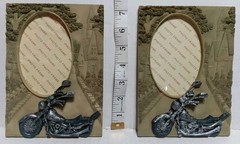 Motorcycle Textured 3D Picture Frame Lot of 2 Old Town Background 5″ in x 7″ in