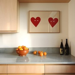 Couple Heart Wall Art Hand Drawn Love Print Romantic Bedroom Decor