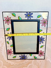 Elsa Stained Glass Photo Frame Pink Purple Floral 4×6 Vintage Style EUC