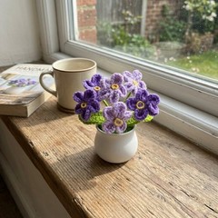 Handmade Crochet Potted Flower Forget-Me-Not Lily of The Valley Multi Colors