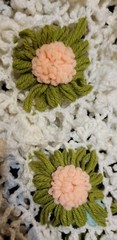 VTG Bed Cover Throw 126″ x 96″ Handmade Crochet 3D Daisy Reversible Double Sided
