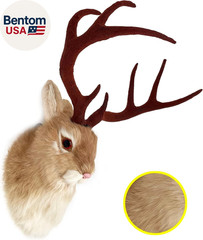 Realistic Jackalope Head Wall Mount with Artificial Horns Yellow for Home or Off