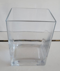 RECTANGULAR CLEAR GLASS VASE 6. BY 4 BY 3 INCHES