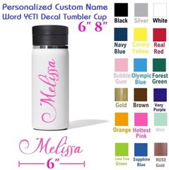 6″ Personalized Custom Name Word YETI Decal Tumbler Cup Script Monogram Sticker