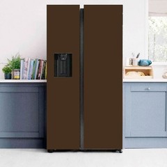 Brown Solid Color Modern Fridge Wrap Solid Color Refrigerator Skin