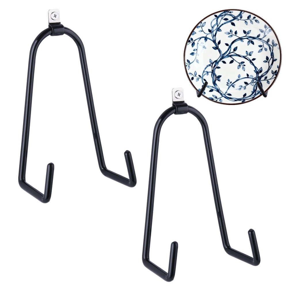 2 Pack Adjustable Plate Hangers,Wall Mount Plate Display Stands Holders, Black M