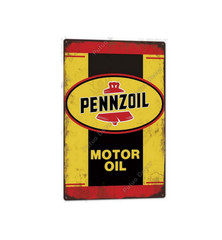 PENNZOIL SIGN STICKER VINTAGE REPLICA MOTOR OIL PENN- BEE SAFE LUBRICATION