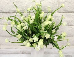 6pc Artificial Fake Flowers Yellow White Ivory Outdoor Plastic Shrubs Mini Rose