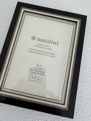 NEW Natalini Handmade 5 x 7″ Italy Lacquer Photo Picture Frame Wood Black Cream
